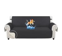 MAXIJIN Sofa Covers Waterproof Sofa Slipcovers Non-Slip 4 Seater Sofa Protectors with Elastic Straps Reversible Universal Couch Covers for Dogs, Pets, kids (Black, 4 Seater)