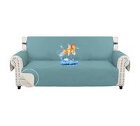 MAXIJIN Sofa Covers Waterproof Sofa Slipcovers Non-Slip 4 Seater Sofa Protectors with Elastic Straps Reversible Universal Couch Covers for Dogs, Pets, kids (Light Blue, 4 Seater)