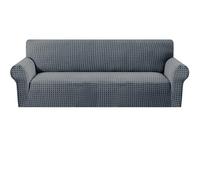 MAXIJIN Stretch 4 Seater Couch Cover Sofa Covers (91"-110" Extra Large Sofa Slipcovers with Non-Slip Foam & Elastic Strap, Dog Cat Pet Friendly Furniture Protector (Dark Grey, 4 Seater)