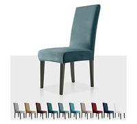MAXIJIN Stretch Velvet Chair Covers for Dining Chairs Set of 2 Removable Velour Dining Chair Covers Plush Chair Slip Covers for Dining Room,Hotel,Kitchen,Ceremony (Stone Blue, 2)