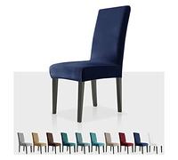 MAXIJIN Stretch Velvet Chair Covers for Dining Chairs Set of 4 Removable Velour Dining Chair Covers Plush Chair Slip Covers for Dining Room,Hotel,Kitchen,Ceremony (Navy Blue, 4)