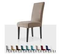MAXIJIN Stretch Velvet Chair Covers for Dining Chairs Set of 4 Removable Velour Dining Chair Covers Plush Chair Slip Covers for Dining Room,Hotel,Kitchen,Ceremony (Khaki, 4)