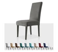 MAXIJIN Stretch Velvet Chair Covers for Dining Chairs Set of 4 Removable Velour Dining Chair Covers Plush Chair Slip Covers for Dining Room,Hotel,Kitchen,Ceremony (Grey, 4)