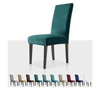 MAXIJIN Stretch Velvet Chair Covers for Dining Chairs Set of 4 Removable Velour Dining Chair Covers Plush Chair Slip Covers for Dining Room,Hotel,Kitchen,Ceremony (Deep Teal, 4)