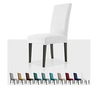 MAXIJIN Stretch Velvet Chair Covers for Dining Chairs Set of 4 Removable Velour Dining Chair Covers Plush Chair Slip Covers for Dining Room,Hotel,Kitchen,Ceremony (White, 4)