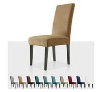 MAXIJIN Stretch Velvet Chair Covers for Dining Chairs Set of 4 Removable Velour Dining Chair Covers Plush Chair Slip Covers for Dining Room,Hotel,Kitchen,Ceremony (Camel, 4)