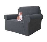 MAXIJIN Super Stretch Chair Covers for Living Room, 1-Piece Universal Chair Slipcover with Arms Jacquard Spandex Chair Protector Dogs Pet Friendly Sofa Couch Armchair Cover (1 Seater, Grey)