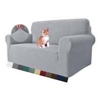 MAXIJIN Super Stretch Couch Cover for 2 Seater Couch, 1-Piece Universal Love Seat Covers Jacquard Spandex Sofa Protector Dogs Pet Friendly Fitted Loveseat Slipcover (2 Seater, Silver Grey)