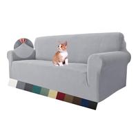 MAXIJIN Super Stretch Couch Cover for 3 Seater Couch, 1-Piece Universal Sofa Covers Living Room Jacquard Spandex Furniture Protector Dogs Pet Friendly Fitted Couch Slipcover (3 Seater, Sliver Grey)