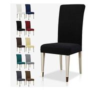 MAXIJIN Super Stretch Dining Room Chair Cover Jacquard Spandex Dining Parsons Chair Slipcover Removable Chair Protector Covers for Dining Room,Hotel,Kitchen,Ceremony (Black, 2)