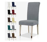 MAXIJIN Super Stretch Dining Room Chair Cover Jacquard Spandex Dining Parsons Chair Slipcover Removable Chair Protector Covers for Dining Room,Hotel,Kitchen,Ceremony (Light Grey, 6)