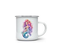 MAXIKIWI - Durable Enamel Coffee or Tea Camping Mug for Indoor Outdoor Use - Fairy World Under The Ocean - 350ml