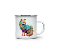 MAXIKIWI - Durable Enamel Coffee or Tea Camping Mug for Indoor Outdoor Use - Fox - 350ml