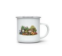 MAXIKIWI - Durable Enamel Coffee or Tea Camping Mug for Indoor Outdoor Use - Gardening Collection - 350ml