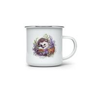 MAXIKIWI - Durable Enamel Coffee or Tea Camping Mug for Indoor Outdoor Use - Hedgehog Hibernate Haven - 350ml
