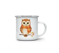 MAXIKIWI - Durable Enamel Coffee or Tea Camping Mug for Indoor Outdoor Use - Positive Whimsical Fall Birds - 350ml