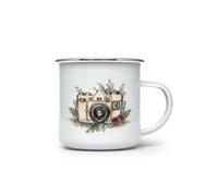 MAXIKIWI - Durable Enamel Coffee or Tea Camping Mug for Indoor Outdoor Use - Retro Christmas Big - 350ml