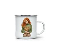 MAXIKIWI - Durable Enamel Coffee or Tea Camping Mug for Indoor Outdoor Use - Watercolor Welcome Fall - 350ml