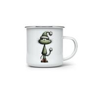 MAXIKIWI - Durable Enamel Coffee or Tea Camping Mug for Indoor Outdoor Use - Whimsical Christmas Cats Theme 3-350ml