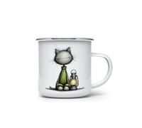 MAXIKIWI - Durable Enamel Coffee or Tea Camping Mug for Indoor Outdoor Use - Whimsical Christmas Cats Theme 3-350ml