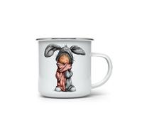 MAXIKIWI - Durable Enamel Coffee or Tea Camping Mug for Indoor Outdoor Use - Whimsical Valentine Companions - 350ml