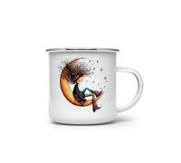 MAXIKIWI - Durable Enamel Coffee or Tea Camping Mug for Indoor Outdoor Use - Whimsical Witches - 350ml