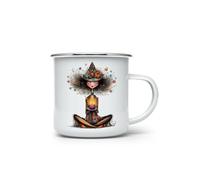 MAXIKIWI - Durable Enamel Coffee or Tea Camping Mug for Indoor Outdoor Use - Whimsical Witches - 350ml