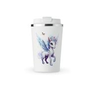 MAXIKIWI - Insulated Double Walled, Leakproof Stainless Steel Mug, Coffee or Tea Travel Tumbler with Lid, Keep Drinks Hot and Cold - Fairy Unicorn - 350ml