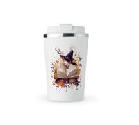 MAXIKIWI - Insulated Double Walled, Leakproof Stainless Steel Mug, Coffee or Tea Travel Tumbler with Lid, Keep Drinks Hot and Cold - Witchy Book of Spells - 350ml