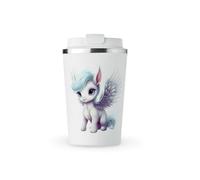 MAXIKIWI - Insulated Double Walled, Leakproof Stainless Steel Mug, Coffee or Tea Travel Tumbler with Lid, Keep Drinks Hot and Cold - Fairy Unicorn - 350ml