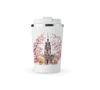 MAXIKIWI - Insulated Double Walled, Leakproof Stainless Steel Mug, Coffee or Tea Travel Tumbler with Lid, Keep Drinks Hot and Cold - Edinburgh Watercolor - 350ml