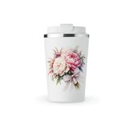 MAXIKIWI - Insulated Double Walled, Leakproof Stainless Steel Mug, Coffee or Tea Travel Tumbler with Lid, Keep Drinks Hot and Cold - Spring Cozy Flowers Theme 3-350ml