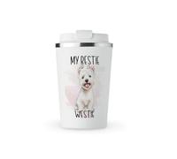 MAXIKIWI - Insulated Double Walled, Leakproof Stainless Steel Mug, Coffee or Tea Travel Tumbler with Lid, Keep Drinks Hot and Cold - Funny Cute Westie West Highland - 350ml