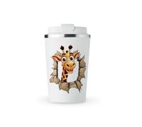 MAXIKIWI - Insulated Double Walled, Leakproof Stainless Steel Mug, Coffee or Tea Travel Tumbler with Lid, Keep Drinks Hot and Cold - Funny Crazy Weird Giraffe - 350ml