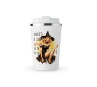 MAXIKIWI - Insulated Double Walled, Leakproof Stainless Steel Mug, Coffee or Tea Travel Tumbler with Lid, Keep Drinks Hot and Cold - Halloween Pinup Girl Witch - 350ml