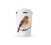MAXIKIWI - Insulated Double Walled, Leakproof Stainless Steel Mug, Coffee or Tea Travel Tumbler with Lid, Keep Drinks Hot and Cold - Winter Robins - 350ml