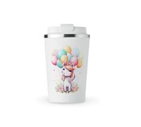 MAXIKIWI - Insulated Double Walled, Leakproof Stainless Steel Mug, Coffee or Tea Travel Tumbler with Lid, Keep Drinks Hot and Cold - Unicorn Birthday - 350ml