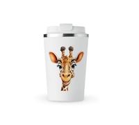 MAXIKIWI - Insulated Double Walled, Leakproof Stainless Steel Mug, Coffee or Tea Travel Tumbler with Lid, Keep Drinks Hot and Cold - Funny Giraffe - 350ml