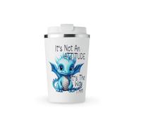MAXIKIWI - Insulated Double Walled, Leakproof Stainless Steel Mug, Coffee or Tea Travel Tumbler with Lid, Keep Drinks Hot and Cold - Cute Funny Sarcastic Dragon Attitude - 350ml