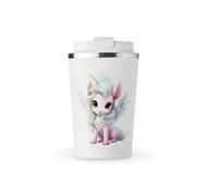 MAXIKIWI - Insulated Double Walled, Leakproof Stainless Steel Mug, Coffee or Tea Travel Tumbler with Lid, Keep Drinks Hot and Cold - Fairy Unicorn - 350ml