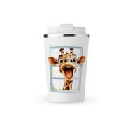 MAXIKIWI - Insulated Double Walled, Leakproof Stainless Steel Mug, Coffee or Tea Travel Tumbler with Lid, Keep Drinks Hot and Cold - Funny Crazy Weird Giraffe - 350ml
