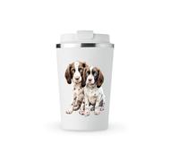 MAXIKIWI - Insulated Double Walled, Leakproof Stainless Steel Mug, Coffee or Tea Travel Tumbler with Lid, Keep Drinks Hot and Cold - English Springer Spaniel - 350ml