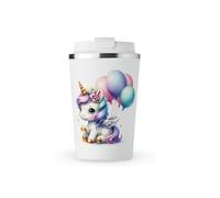 MAXIKIWI - Insulated Double Walled, Leakproof Stainless Steel Mug, Coffee or Tea Travel Tumbler with Lid, Keep Drinks Hot and Cold - Watercolor Unicorn Theme 2-350ml