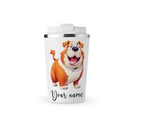 MAXIKIWI - Personalized Insulated Double Walled, Leakproof Stainless Steel Mug, Coffee or Tea Travel Tumbler with Lid, Keep Drinks Hot and Cold - Funny Dogs Set - 350ml