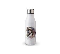 MAXIKIWI - Single Wall Water Drinking Bottle with Screw Cap, Non Insulated Lightweight Aluminium, BPA Free, Leak-Proof - Horse Watercolor - 500ml