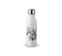 MAXIKIWI - Single Wall Water Drinking Bottle with Screw Cap, Non Insulated Lightweight Aluminium, BPA Free, Leak-Proof - Watercolor Horses Theme 1-500ml