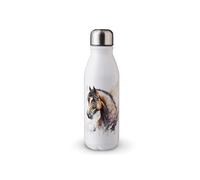 MAXIKIWI - Single Wall Water Drinking Bottle with Screw Cap, Non Insulated Lightweight Aluminium, BPA Free, Leak-Proof - Horse Watercolor - 500ml