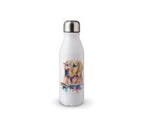 MAXIKIWI - Single Wall Water Drinking Bottle with Screw Cap, Non Insulated Lightweight Aluminium, BPA Free, Leak-Proof - Golden Retriever Dog Watercolor - 500ml