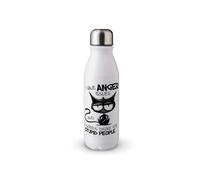 MAXIKIWI - Single Wall Water Drinking Bottle with Screw Cap, Non Insulated Lightweight Aluminium, BPA Free, Leak-Proof - Funny Cat Quotes - 500ml