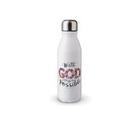 MAXIKIWI - Single Wall Water Drinking Bottle with Screw Cap, Non Insulated Lightweight Aluminium, BPA Free, Leak-Proof - Christian Floral 1525293-500ml